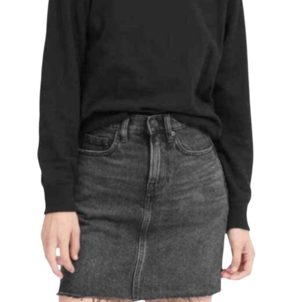 Everlane Black Denim Midi Skirt
